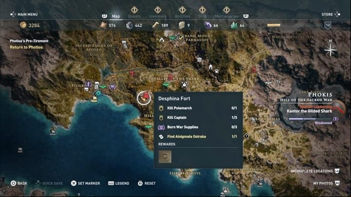 Now the track leads you to the Desfina Fort - AC Odyssey: Phokis, Side Quests - Side Quests - Assassins Creed Odyssey Guide