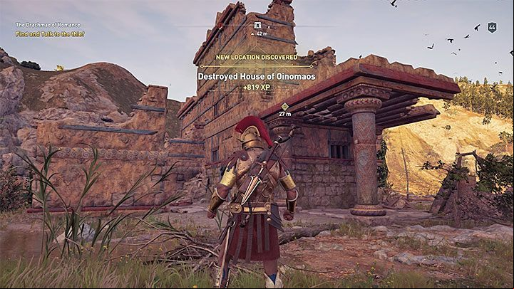 Reach the Destroyed House of Oinomaos, which is located northeast of the Olympic village - AC Odyssey: Elis, Side Quests - Side Quests - Assassins Creed Odyssey Guide
