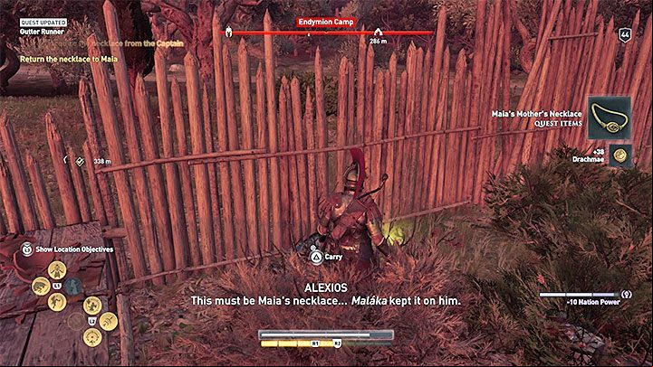 Reach the hostile Endymion Camp south of the Olympic village - AC Odyssey: Elis, Side Quests - Side Quests - Assassins Creed Odyssey Guide