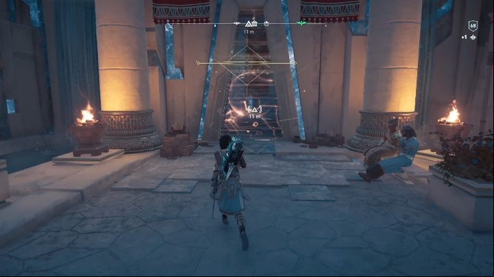 The entrance to the archive is at the bottom of the building - AC Odyssey Fate of Atlantis: Archive of Hebe, Archives - Archives - Assassins Creed Odyssey Guide