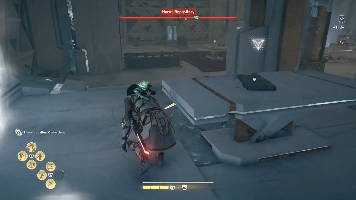 An Ainigmata Ostraka puzzle is on the table inside the small room - AC Odyssey Fate of Atlantis: Horus Repository, Archives - Archives - Assassins Creed Odyssey Guide