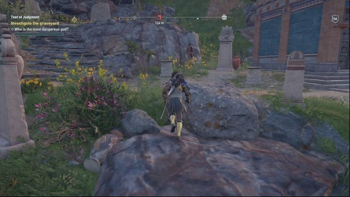 While at the graveyard, take a look at the gravestones and gifts that gods receive from humans - Divine Intervention - Side Quests in Assassins Creed Odyssey - Free DLC Side Quests - Assassins Creed Odyssey Guide