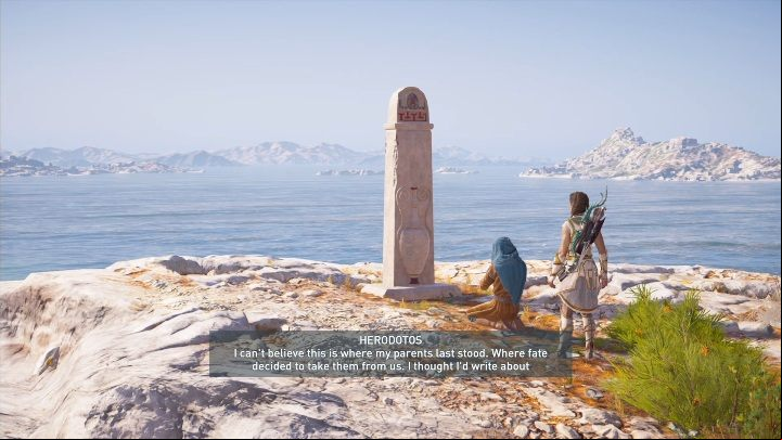 Herodotos is on one of the mountains, near the grave - Every Story Has An Ending - Side Quests in Assassins Creed Odyssey - Free DLC Side Quests - Assassins Creed Odyssey Guide