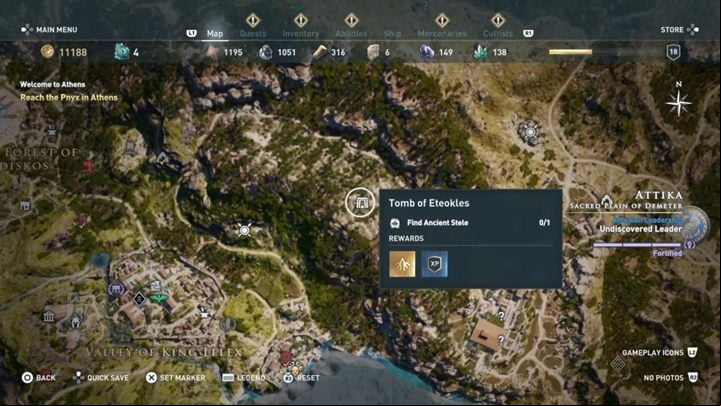 Tomb location: Attika - AC Odyssey: Tombs in Attika - Tombs - Assassins Creed Odyssey Guide