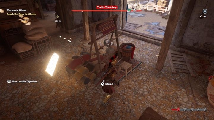 Location of Ainigmata Ostraka: Loom inside the warehouse - AC Odyssey: Ainigmata Ostraka in Attika - Ainigmata Ostraka - Assassins Creed Odyssey Guide