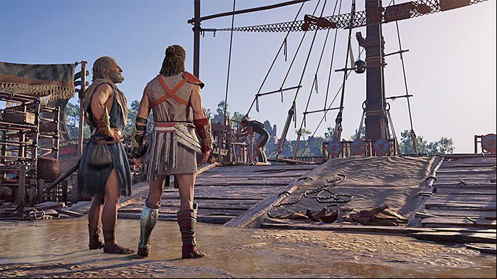 After winning the fight reach Barnabas and rescue him - AC Odyssey: When do you get your own ship? - FAQ - Assassins Creed Odyssey Guide