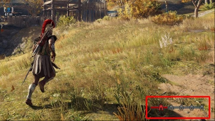 As you commit a crime, the red bar gradually fills up in the lower right corner of the screen - AC Odyssey: How to stop constantly attacking mercenaries? - FAQ - Assassins Creed Odyssey Guide