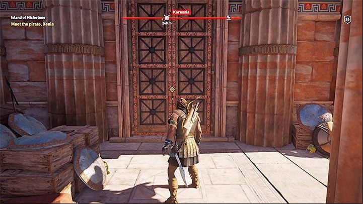 Xenia lives with pirates on the small island of Keos, which is part of the Pirate Islands archipelago and adjacent to the Attika region, as shown in picture 1 - AC Odyssey: Xenia - Romance - Romances - Assassins Creed Odyssey Guide