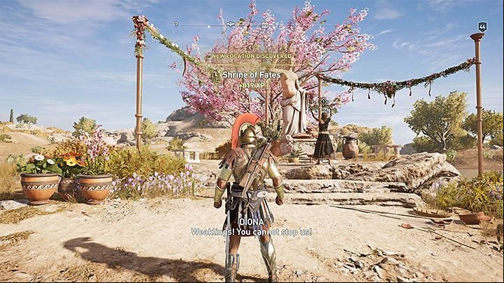Diona lives on the island of Kythera from picture 1 - AC Odyssey: Diona - Romance - Romances - Assassins Creed Odyssey Guide