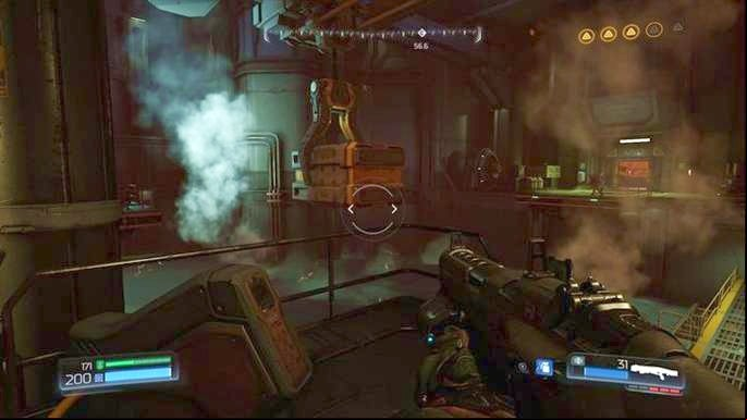 Use the computer ahead of the yellow door once the battle is over - Doom: Destroyed Argent Facility Walkthrough - Walkthrough - Doom Game Guide & Walkthrough