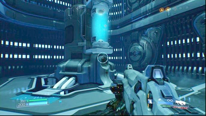 Now your objective is to destroy four blue spirals - Doom: VEGA Central Processing Walkthrough - Walkthrough - Doom Game Guide & Walkthrough