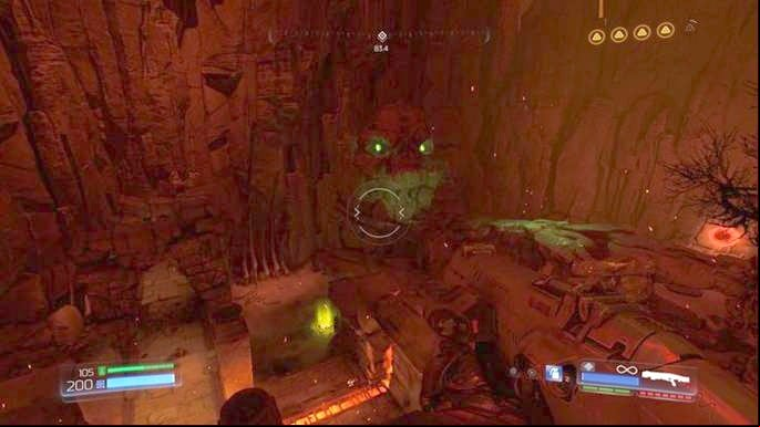 Get on the skulls on the other end of the arena after you destroy the second stone - Doom: Argent DNur Walkthrough - Walkthrough - Doom Game Guide & Walkthrough