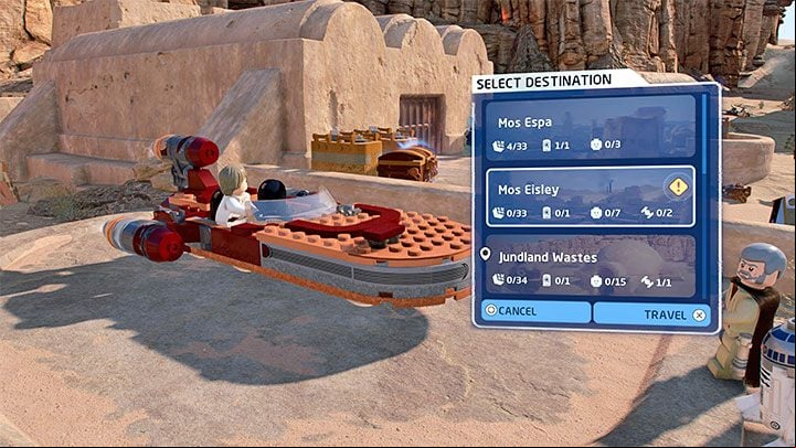 The next task is to travel to Mos Eisley - LEGO Skywalker Saga: Hunk of Junk - walkthrough - Episode 4 - A New Hope - LEGO Skywalker Saga Guide