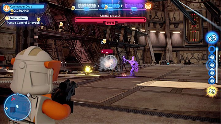 After defeating Grievous for the third time a swarm of droids will appear, including some elite models - LEGO Skywalker Saga: So Uncivilized - walkthrough - Episode 3 - Revenge of the Sith - LEGO Skywalker Saga Guide