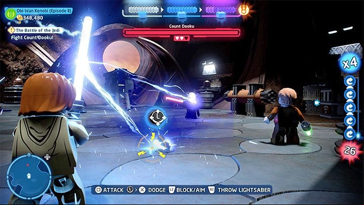 Another one of Dooku's unique skills is Force Lightning - LEGO Skywalker Saga: Count Dooku in Episode 2 - boss, how to beat? - Bosses - LEGO Skywalker Saga Guide