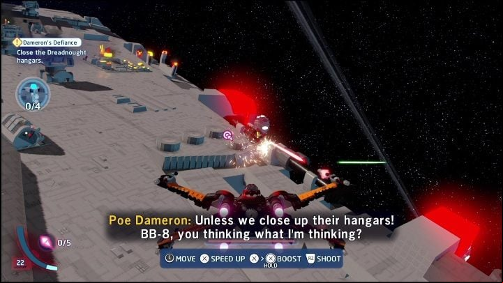 Another part is obtained when you shoot the garbage collector located under the ship - LEGO Skywalker Saga: The Last Jedi - list of collectibles and rewards - Minikits - LEGO Skywalker Saga Guide