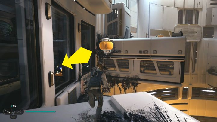 Go to the terrace, jump into the room on the left, and defeat several opponents - Star Wars Jedi Survivor: Locate Rayvis on the Shattered Moon - Walkthorugh - Star Wars Jedi Survivor guide